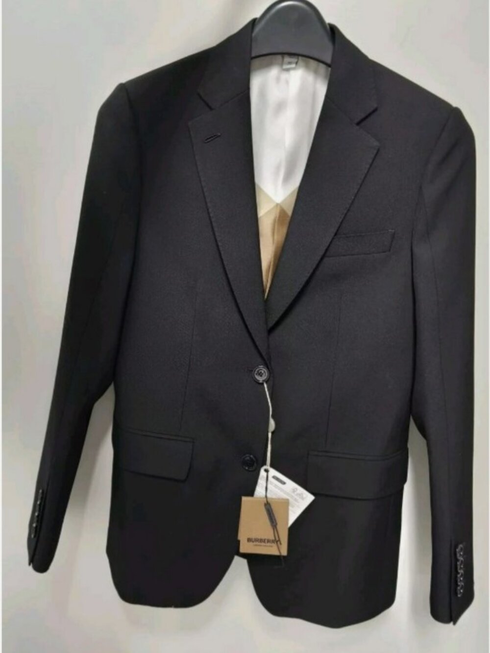 BURBERRY Size 2 US Authentic Black Blazer With Twill Silk Patches NWT - Picture 8 of 8
